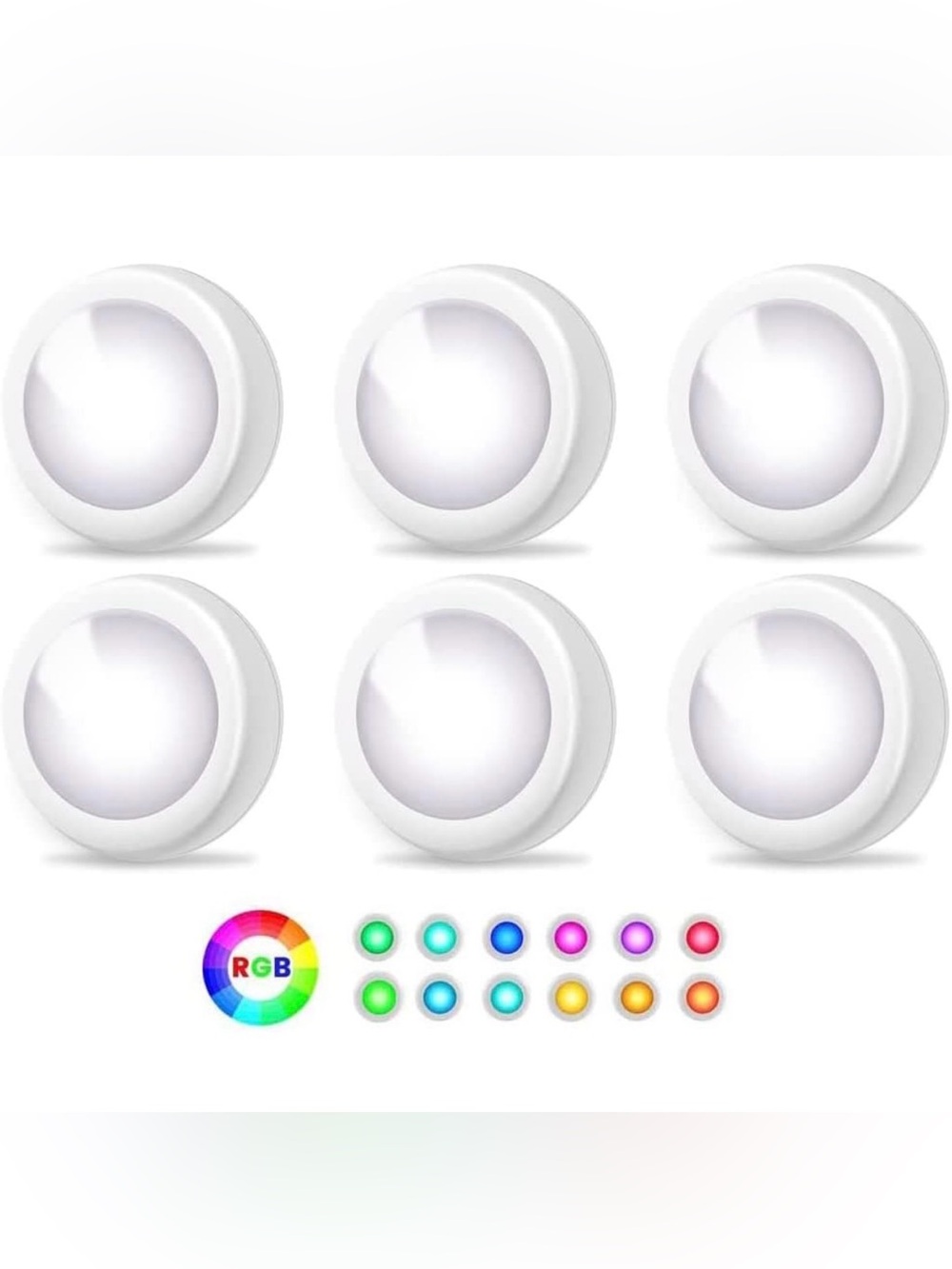 6 Mini Puck RGB Multicolor Lights with 2 Remote Control